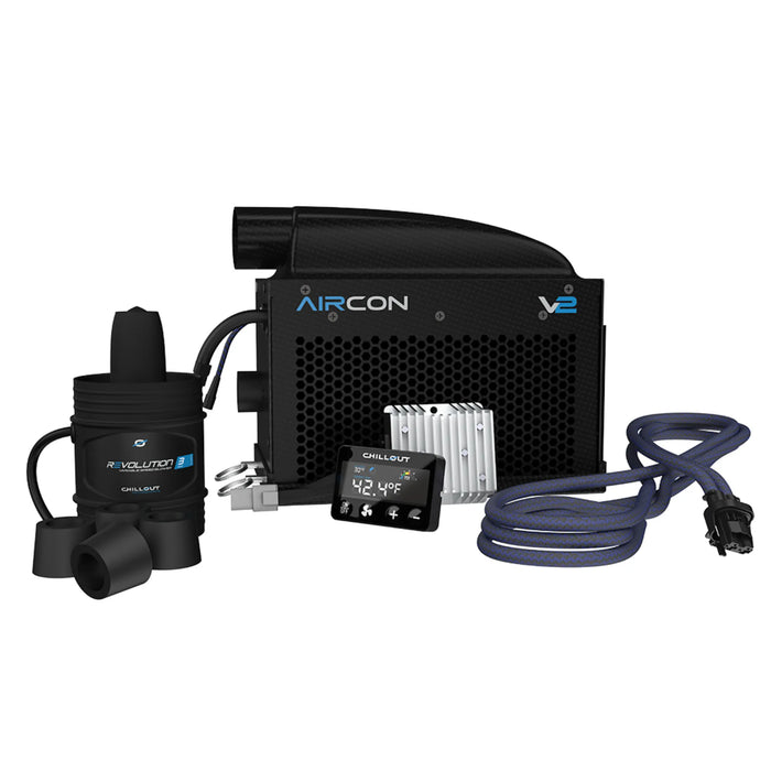 Complete AirCon V2 helmet cooler setup for one driver